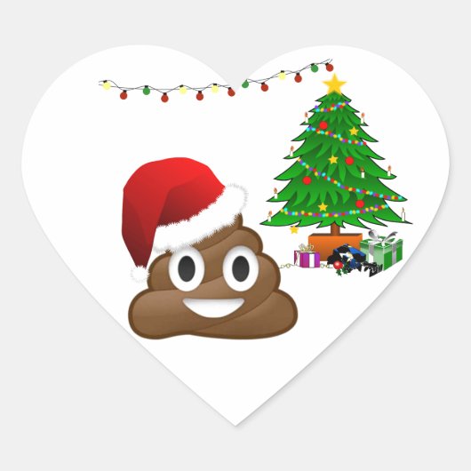 kerst poo emoji hart sticker (Voorkant)