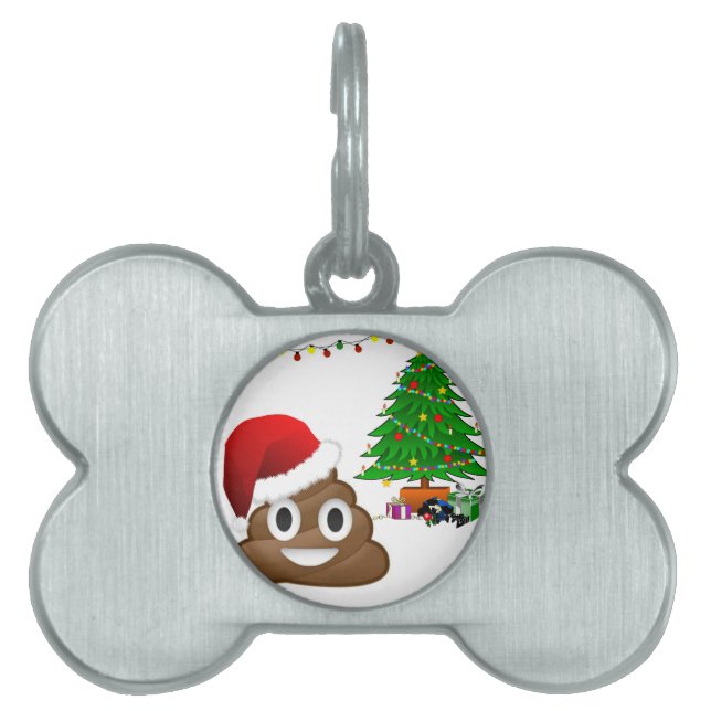 kerst poo emoji huisdieren naamplaatje (voorkant)