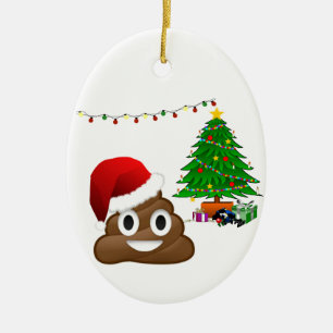 kerst poo emoji keramisch ornament
