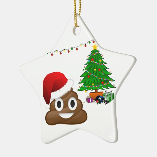 kerst poo emoji keramisch ornament (Links)