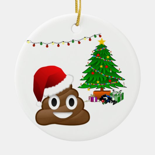kerst poo emoji keramisch ornament (Voorkant)
