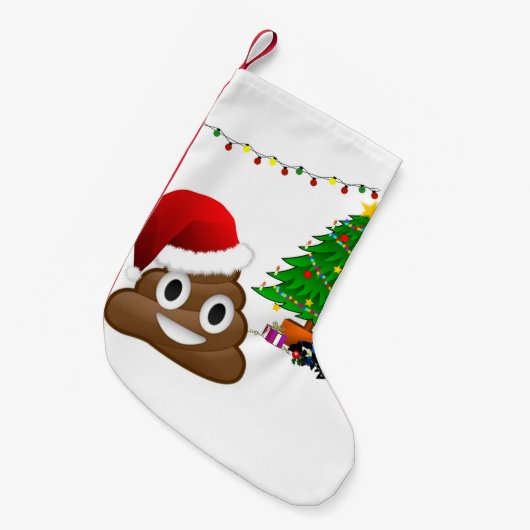 Kerst Poo Emoji Kerstkous Kleine Kerstsok (Voorkant (Hangend))