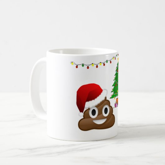 kerst poo emoji koffiemok (Voorkant links)