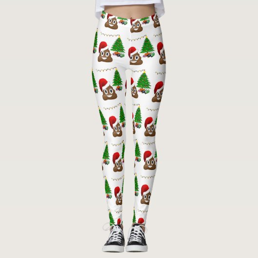 kerst poo emoji leggings (Voorkant)