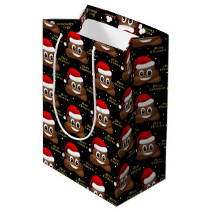 kerst poo emoji met santa hat gift medium cadeauzakje