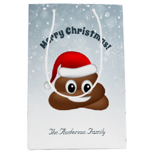 kerst poo emoji met santa hat gift medium cadeauzakje