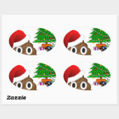 kerst poo emoji ovale sticker (Vel)