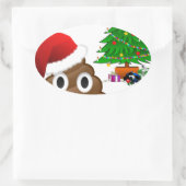 kerst poo emoji ovale sticker (Tas)