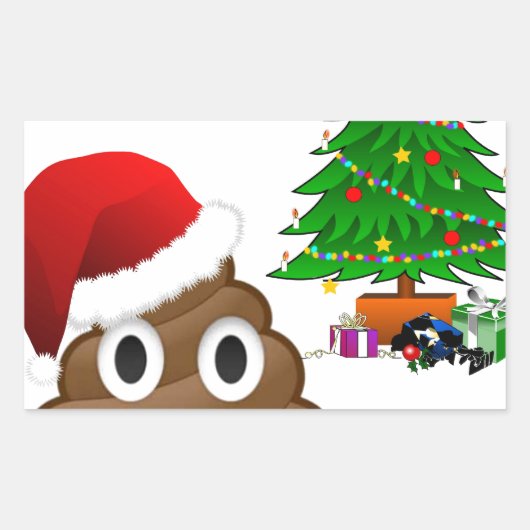 kerst poo emoji rechthoekige sticker (Voorkant)