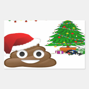 kerst poo emoji rechthoekige sticker