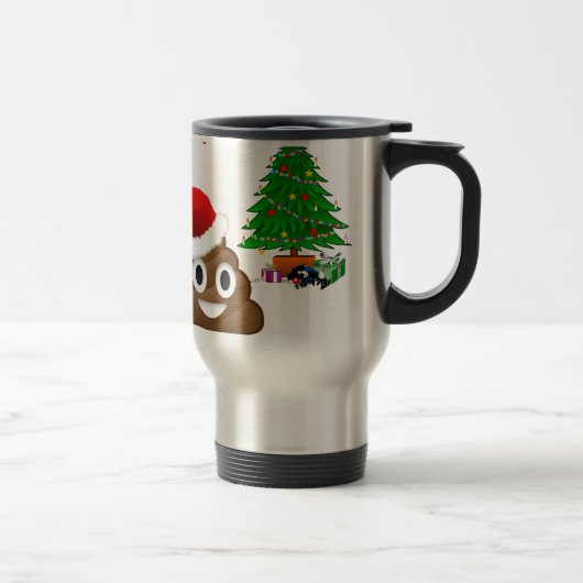 kerst poo emoji reisbeker (Rechts)