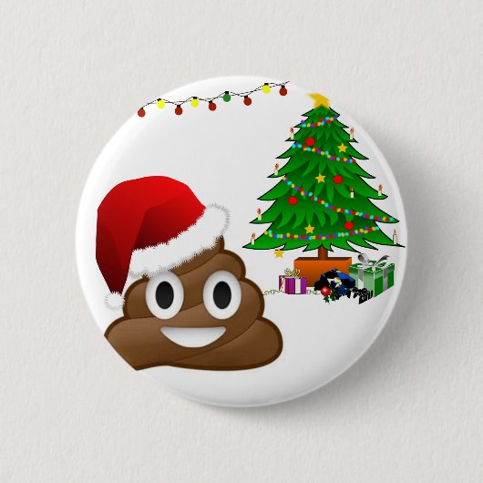 kerst poo emoji ronde button 5,7 cm (Voorkant)