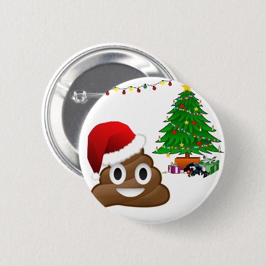 kerst poo emoji ronde button 5,7 cm (Voorkant /achterkant)