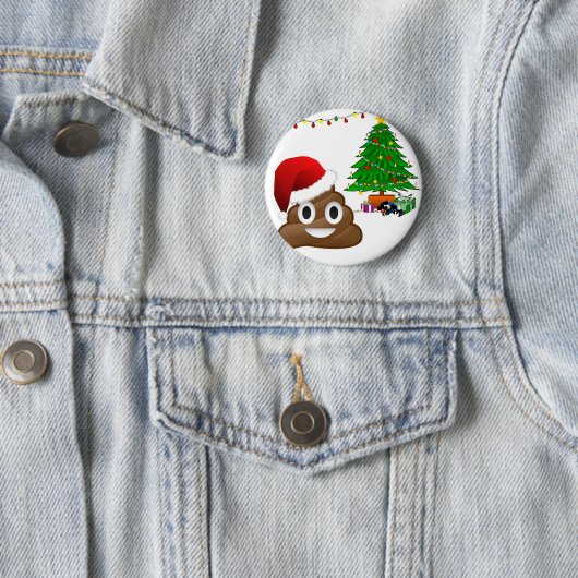 kerst poo emoji ronde button 5,7 cm (In situ)