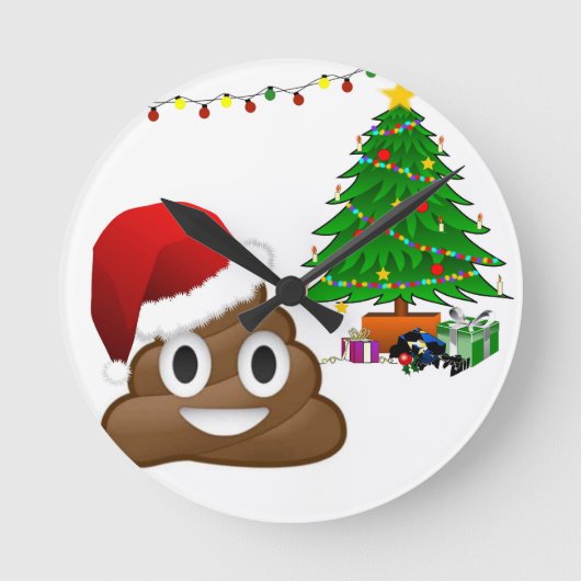 kerst poo emoji ronde klok (Voorkant)
