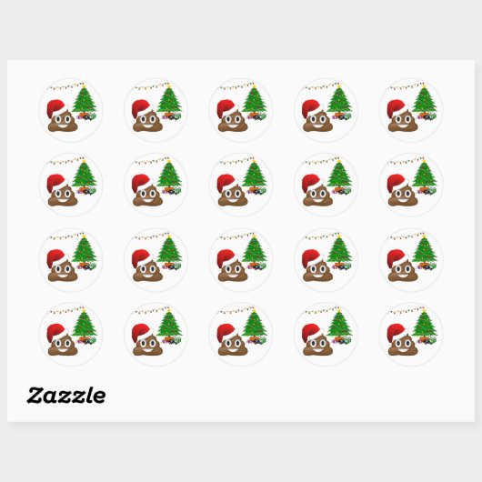 kerst poo emoji ronde sticker (Vel)