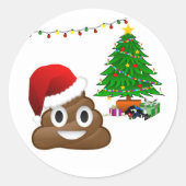 kerst poo emoji ronde sticker (Voorkant)