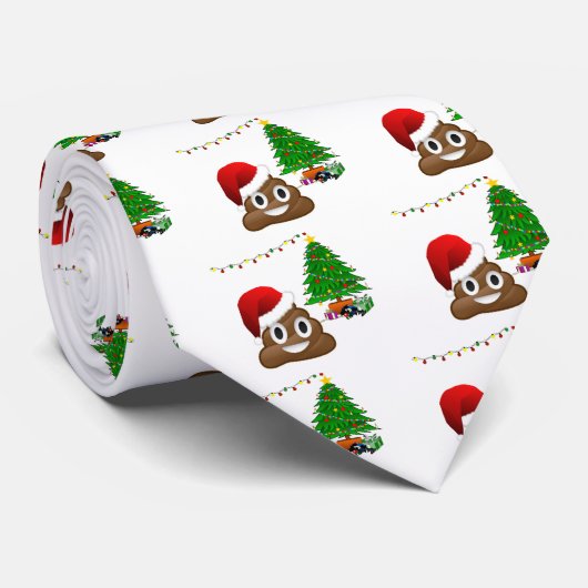 kerst poo emoji stropdas (Opgerold)