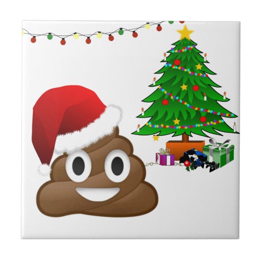 kerst poo emoji tegeltje (Voorkant)