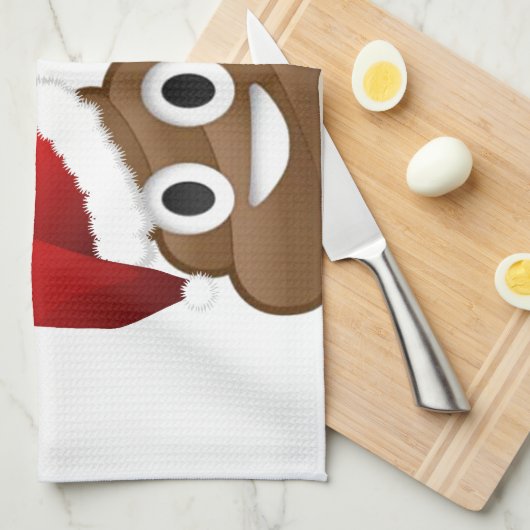 kerst poo emoji theedoek (Quarter Fold)