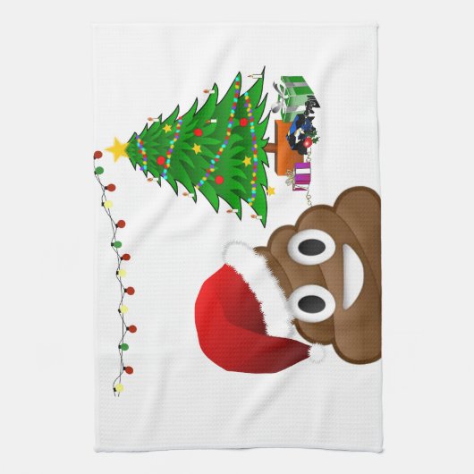 kerst poo emoji theedoek (Verticaal)