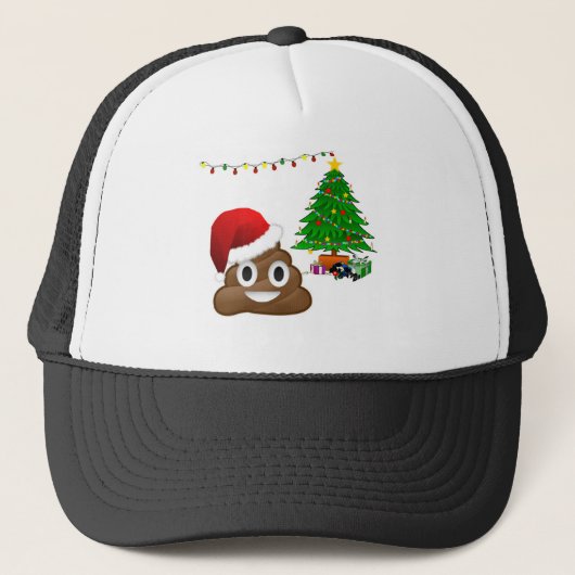 kerst poo emoji trucker pet (Voorkant)