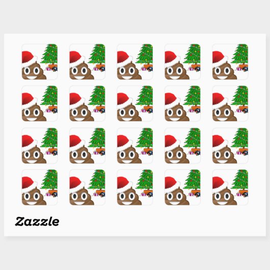 kerst poo emoji vierkante sticker (Vel)