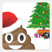kerst poo emoji vierkante sticker (Voorkant)