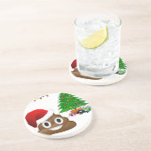 kerst poo emoji zandsteen onderzetter (Zijkant)