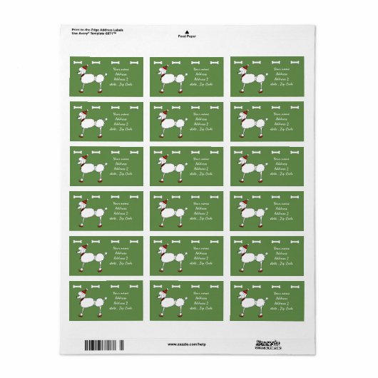 Kerst Poodle hond adresetiketten Etiket (Full Sheet)