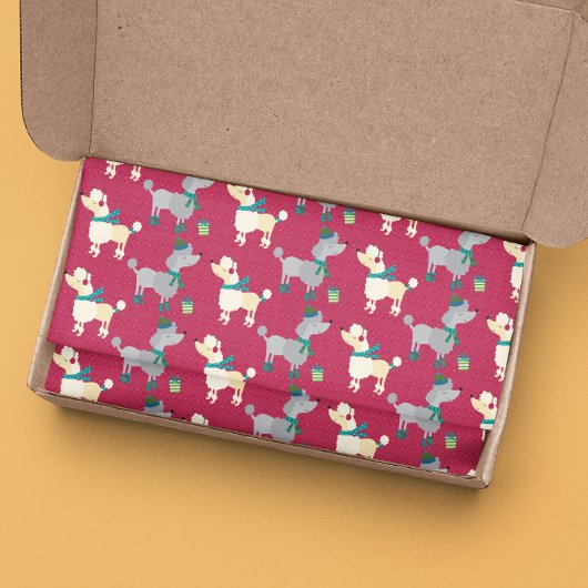 Kerst Poodle Hond Vakantie Patroon Tissuepapier