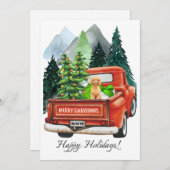 Kerst Poodle & Oude Truck Aquarel Feestdagenkaart (Voorkant / Achterkant)