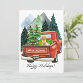 Kerst Poodle & Oude Truck Aquarel Feestdagenkaart (Staand voorkant)