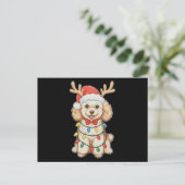 Kerst Poodle Rendier Hond Kerstman Hoed Kerst Lich Feestdagenkaart (Staand voorkant)