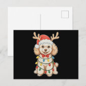 Kerst Poodle Rendier Hond Kerstman Hoed Kerst Lich Feestdagenkaart (Voorkant / Achterkant)
