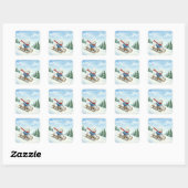 Kerst Poodle Sleeën, Stickers (Vel)