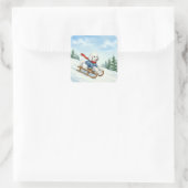 Kerst Poodle Sleeën, Stickers (Tas)
