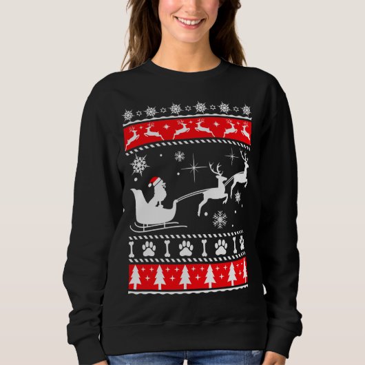 Kerst Poodle Sleigh Trui (Voorkant)