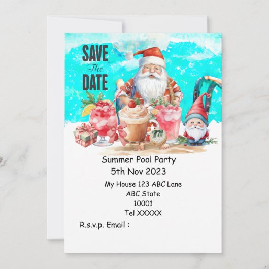 Kerst Pool Party met Sinterklaas Drinken Kaart (Voorkant)