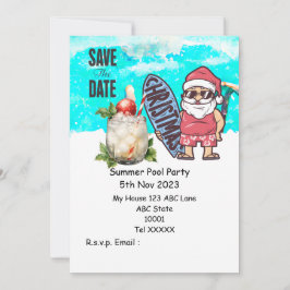 Kerst Pool Party met Sinterklaas Drinken Kaart