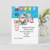 Kerst Pool Party met Sinterklaas Drinken Kaart (Staand voorkant)