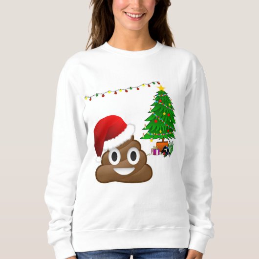 kerst poos emoji womens sweatshirt (Voorkant)