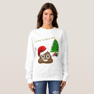 kerst poos emoji womens sweatshirt