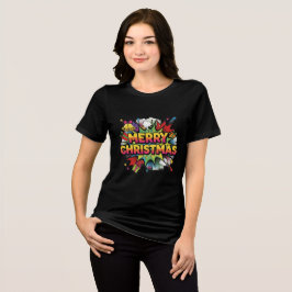 Kerst Pop Art Strip Explodeert Tri-Blend Shirt
