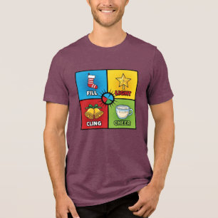 Kerst Pop Art Vul Licht Kleef Vrolijkheid Tri-Blend Shirt
