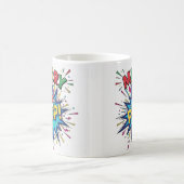 Kerst Pop: Levendige stripstijl Kerstmis mok met S (Center)