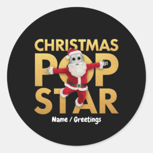 Kerst Pop Star Robot Kerstman Grafisch Ronde Sticker