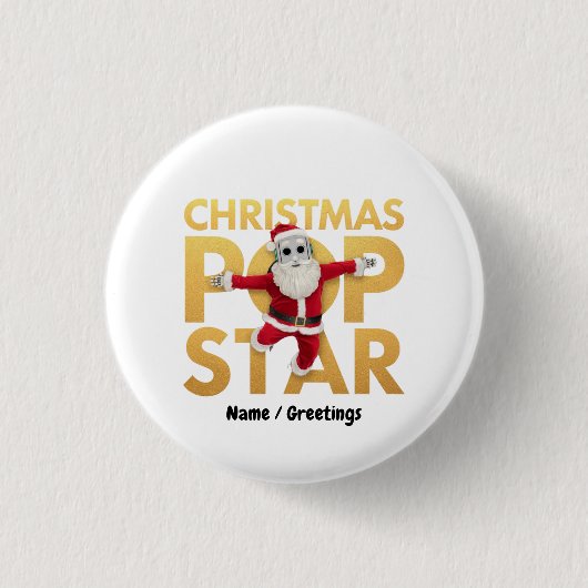 Kerst Pop Ster Robot Kerstman Grafisch Ronde Button 3,2 Cm (Voorkant)