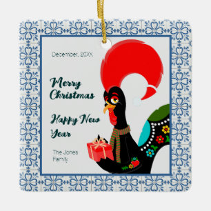 Kerst Portugees Haan en blauw tegels lijst Keramisch Ornament
