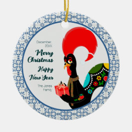 Kerst Portugees Haan en blauw tegels lijst Keramisch Ornament